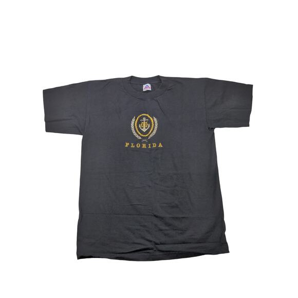 Alstyle Apparel Florida T Shirt Size L Black Embroidered Anchor Naval - Picture 1 of 10